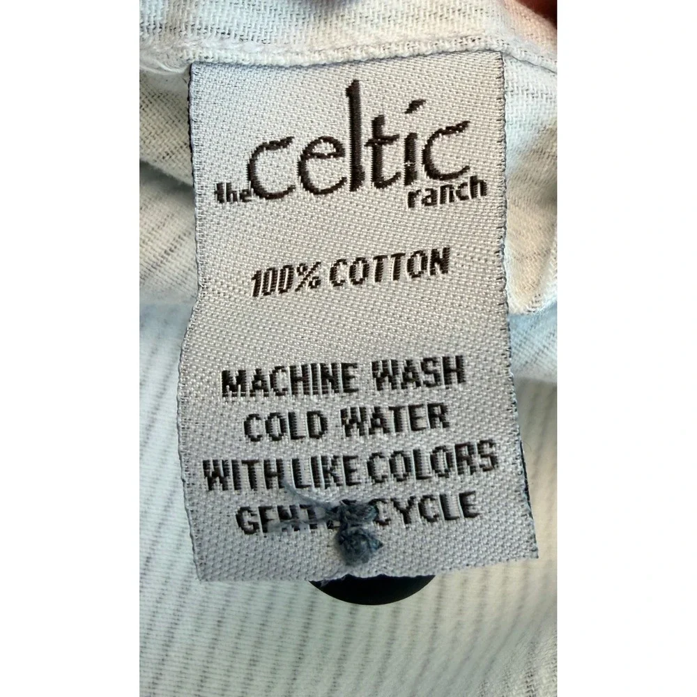The‎ Celtic Ranch Grandfather Shirt Size Medium Striped Green Black Excellent